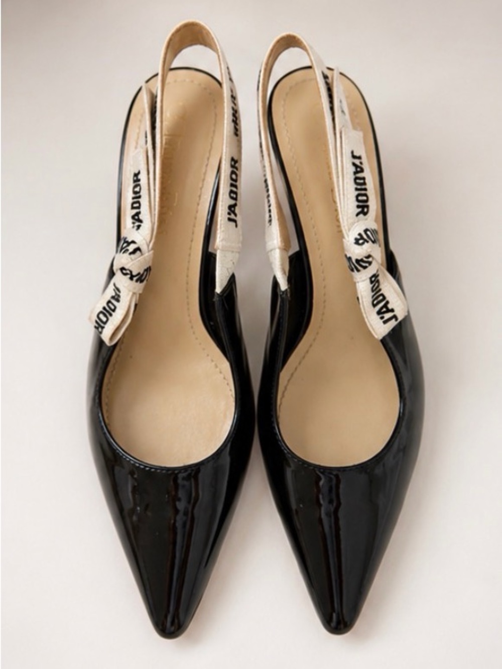 Dior Black Patent Leather Slingback Pumps with J'Adior Strap - Picture 2 of 6
